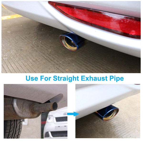 Oval Jali Straight Chamilion Color Universal Stainless Steel Exhaust Tip Pipe Car Rear Exhaust Muffler Modification