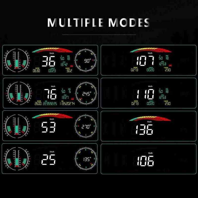 P18 GPS HUD Car Head Up Display Speed Mileage Time Latitude Longitude Projector Inclinometer Land Meter