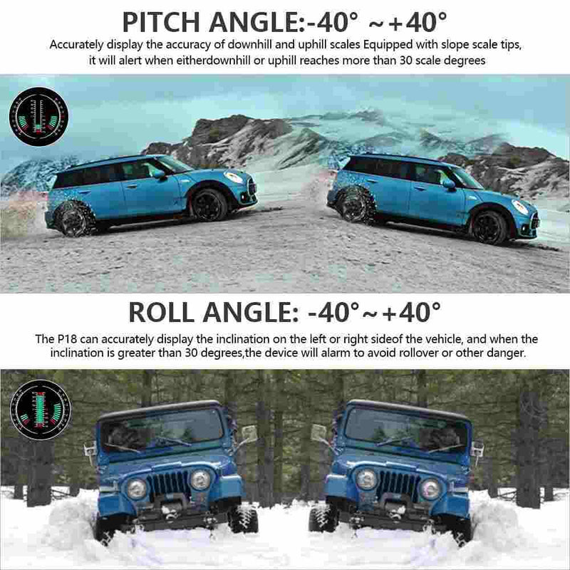 P18 GPS HUD Car Head Up Display Speed Mileage Time Latitude Longitude Projector Inclinometer Land Meter