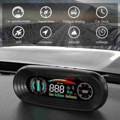 P18 GPS HUD Car Head Up Display Speed Mileage Time Latitude Longitude Projector Inclinometer Land Meter