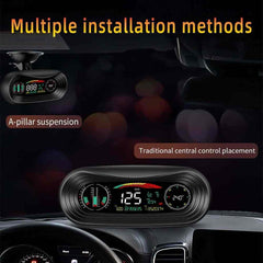 P18 GPS HUD Car Head Up Display Speed Mileage Time Latitude Longitude Projector Inclinometer Land Meter