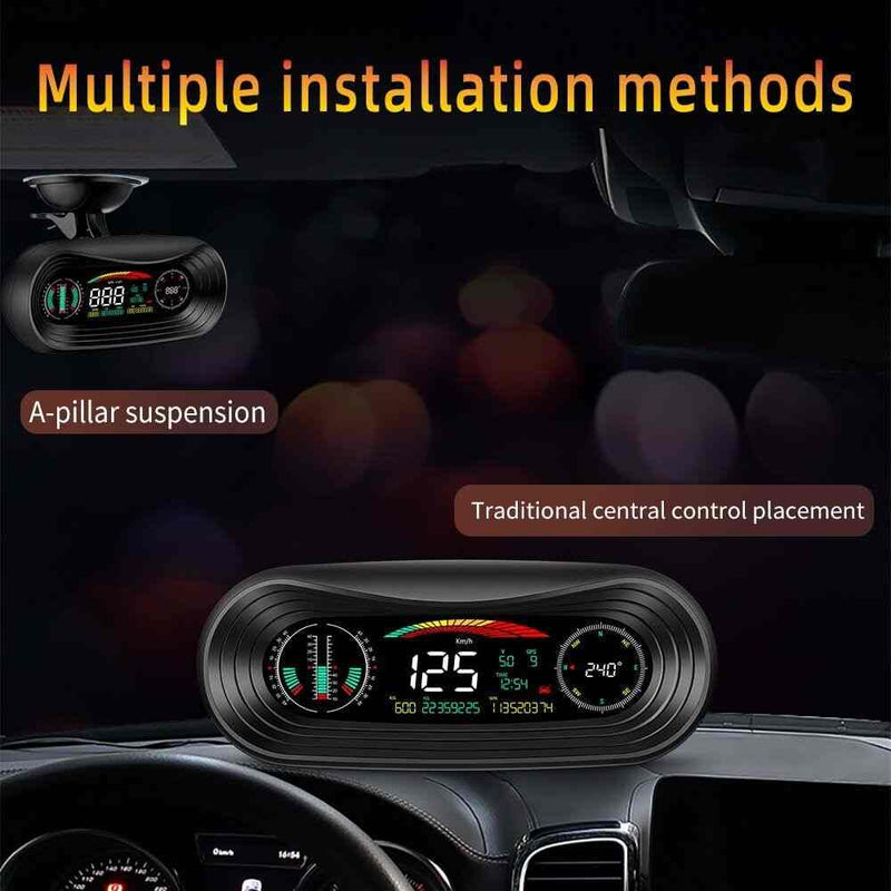 P18 GPS HUD Car Head Up Display Speed Mileage Time Latitude Longitude Projector Inclinometer Land Meter