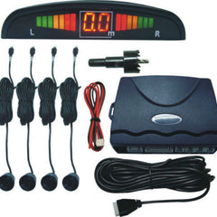 Car Reverse Parking 4 Sensor Security Led Display BLACK With DB Music & Display.