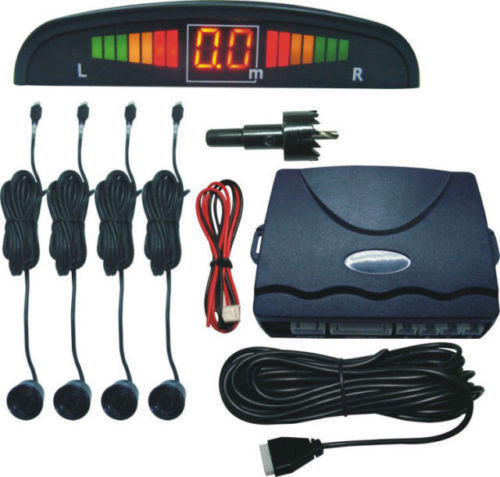Car Reverse Parking 4 Sensor Security Led Display BLACK With DB Music & Display.