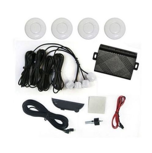 Car Reverse Parking 4 Sensor Security Led Display WHITE With DB Music & Display.