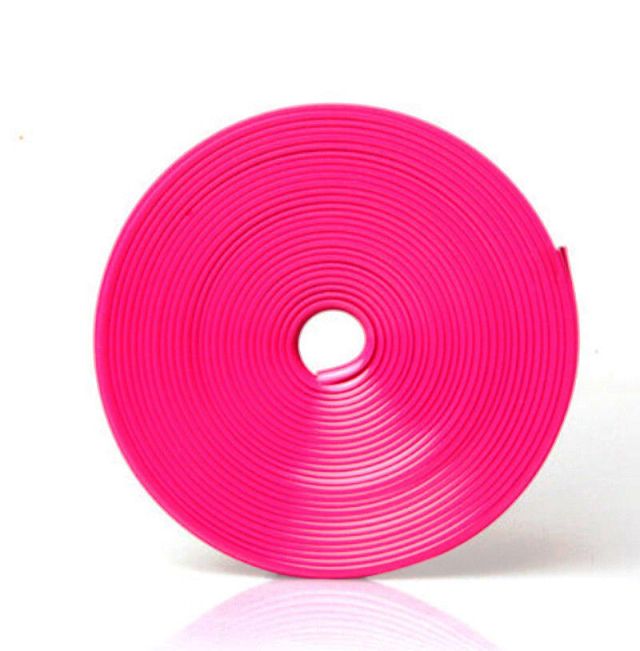 Alloy Wheel Edge Ring Rim Protectors Tyres Tire Guard Rubber Moulding-Pink