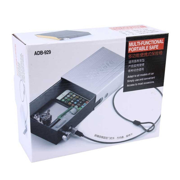 ADB-929 PORTABLE MULTI-FUCTIONAL SAFE STORAGE STEEL PLATE KEYWORD ROTATION BUTTON BOX (SILVER)