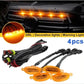 4Pcs Car Grille Lights Bright Amber LED Grill Lights with Wiring Harness Front Grill Trim Lamps Vehicle Exterior Grille Lamps