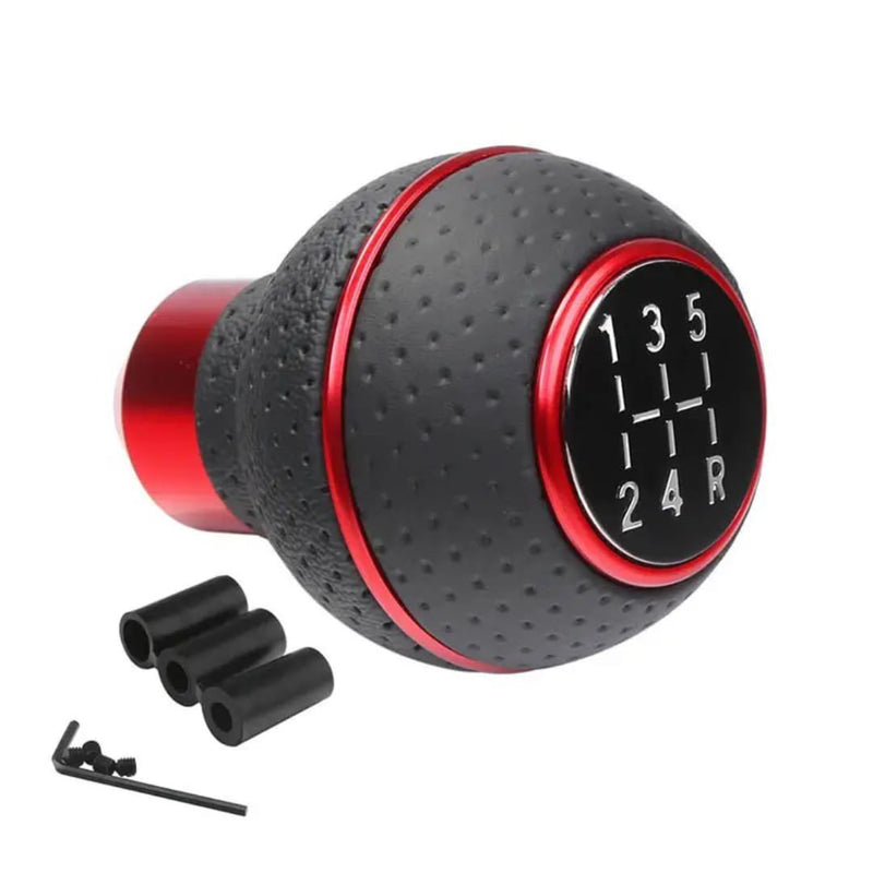 5 Speed Shifter Knob Ball Transmission Handle Car PU Leather Gear Stick Knob for Most Manual Automotive Vehicles -Silver