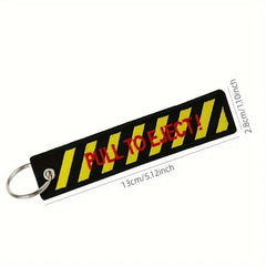 PULL TO EJECT Car Bike Embroidered Fabric Tag Strap Keyring Key Holder