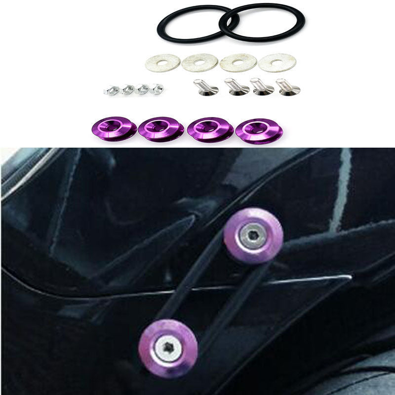 Purple Finish JDM Quick Release Fasteners For Car Bumpers Trunk Fender Hatch Lids Kit.