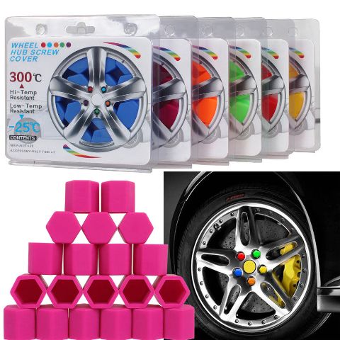21mm 20pcs Universal Car Silicone Wheel Lugs Nuts Bolts Covers Protective Cap (Purple)