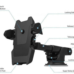 Quick Touch One Premium 360 Adjustable Car Mount Holder for All Smartphones, Random Color (3rd Generation, Black)