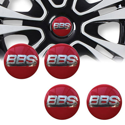 4pcs Red BBS Logo Emblem Car Wheel Center Hub Cap Caps Badge Sticker Decal 60mm