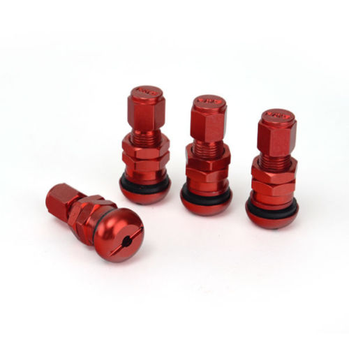 4pcs Red Bolt-in Aluminum Car Wheel Tire Tubeless Valves Stem with Dust Caps