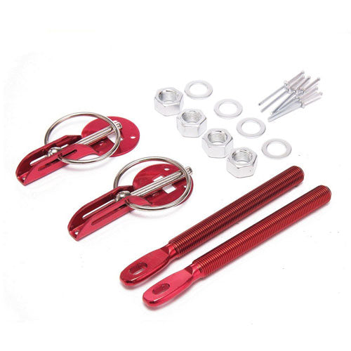 Universal Alloy Mount Bonnet Hood Pin Pins Lock Latch Kit Racing Sport Car Red
