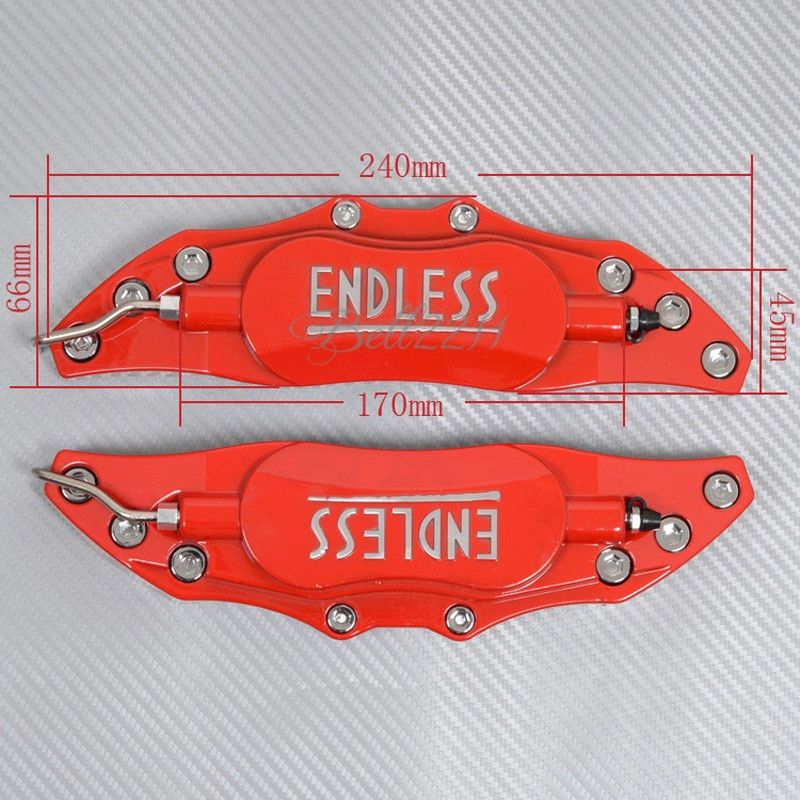 Universal Car Aluminum Alloy ENDLESS Front & Rear Disc Brake Caliper Cover Small Size (Red Colour)