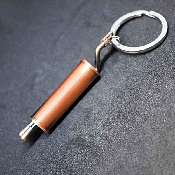 Race Car Silencer Muffler Dual Exhaust Metal Keychain Key Chain Ring (Assorted Color)