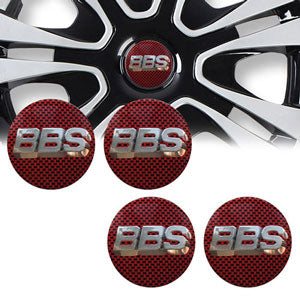 4pcs Red And Silver BBS Logo Emblem Car Wheel Center Hub Cap Caps Badge Sticker Decal 60mm