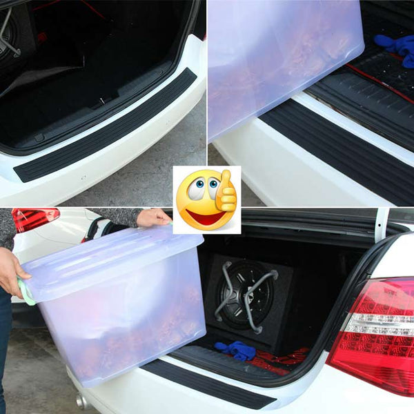 Universal Car Trunk Rear Bumper Guard Sill Plate Trunk Rubber Protector Pad Kit With Free Adhesive Tape