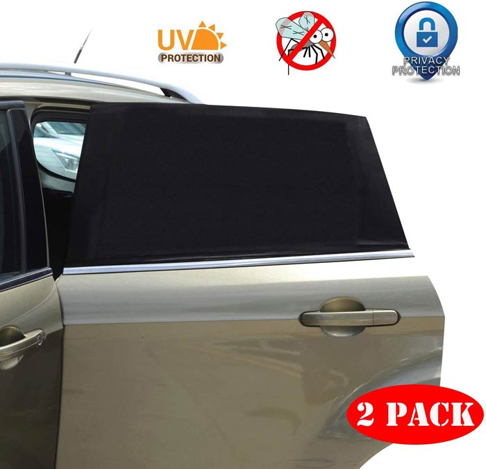 2pcs Rear Universal Car Shadesox Window Sun Shade Breathable Mesh Side Window Shade Sunshade UV Protection Curtains Fit for Most(95%) of Cars Cover Full Windows
