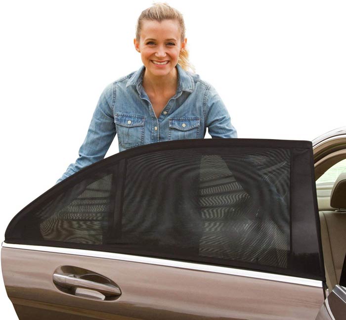 2pcs Rear Universal Car Shadesox Window Sun Shade Breathable Mesh Side Window Shade Sunshade UV Protection Curtains Fit for Most(95%) of Cars Cover Full Windows