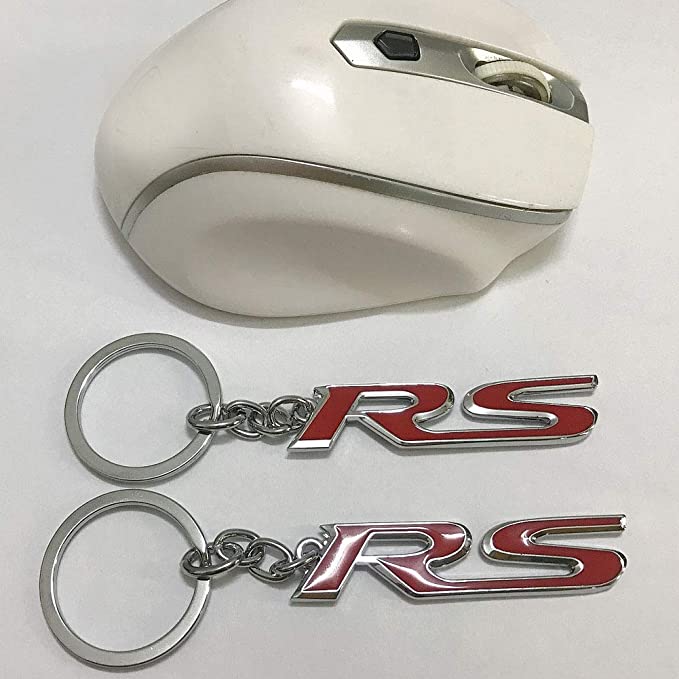 Red 3D RS Logo Emblem Metal Keychain For Bikes And Cars