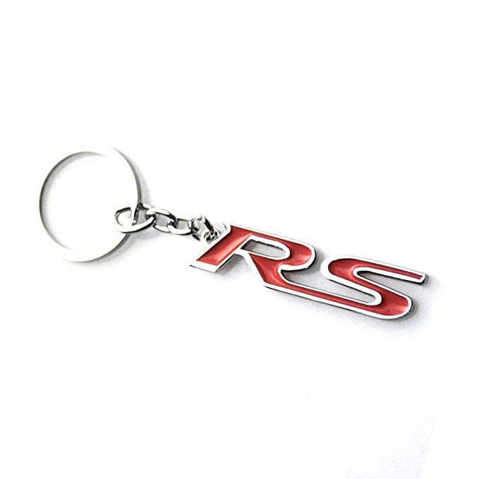 Red 3D RS Logo Emblem Metal Keychain For Bikes And Cars