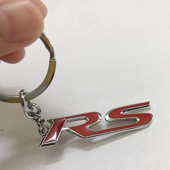 Red 3D RS Logo Emblem Metal Keychain For Bikes And Cars