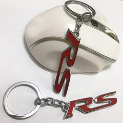 Red 3D RS Logo Emblem Metal Keychain For Bikes And Cars