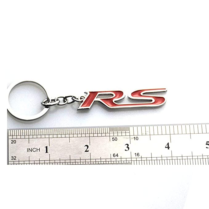 Red 3D RS Logo Emblem Metal Keychain For Bikes And Cars