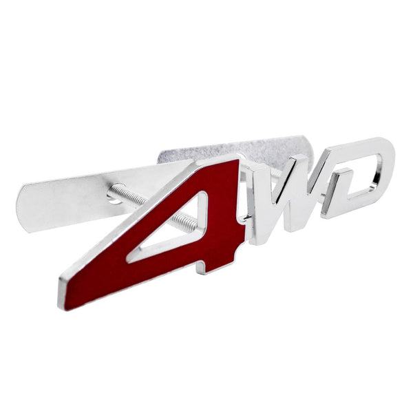 1pc Front Grill Red 4WD 3D Car Emblem Tuning Metal Logo Badge
