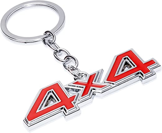 Red 4x4 Logo Chrome Metal Zinc Alloy Keychain For All Bikes And Cars