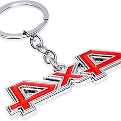 Red 4x4 Logo Chrome Metal Zinc Alloy Keychain For All Bikes And Cars