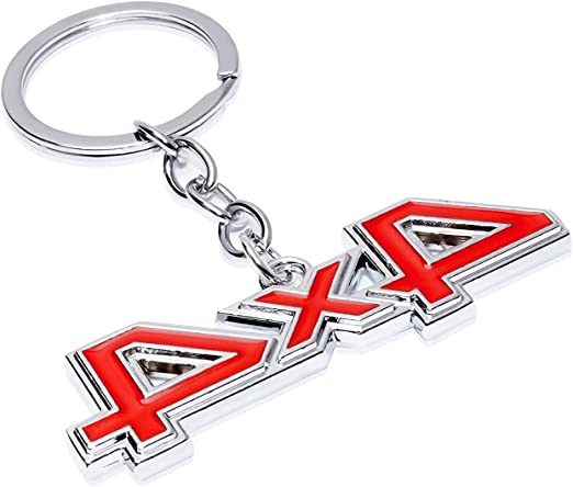 Red 4x4 Logo Chrome Metal Zinc Alloy Keychain For All Bikes And Cars