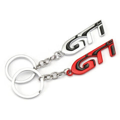 Red Black GTI 3D Logo Emblem Metal Keychain For Bikes And Cars