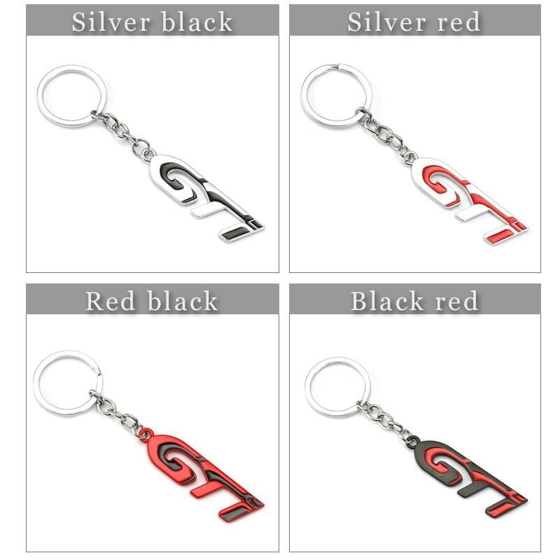 Red Black GTI 3D Logo Emblem Metal Keychain For Bikes And Cars