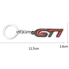 Red Black GTI 3D Logo Emblem Metal Keychain For Bikes And Cars