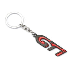 Red Black GTI 3D Logo Emblem Metal Keychain For Bikes And Cars