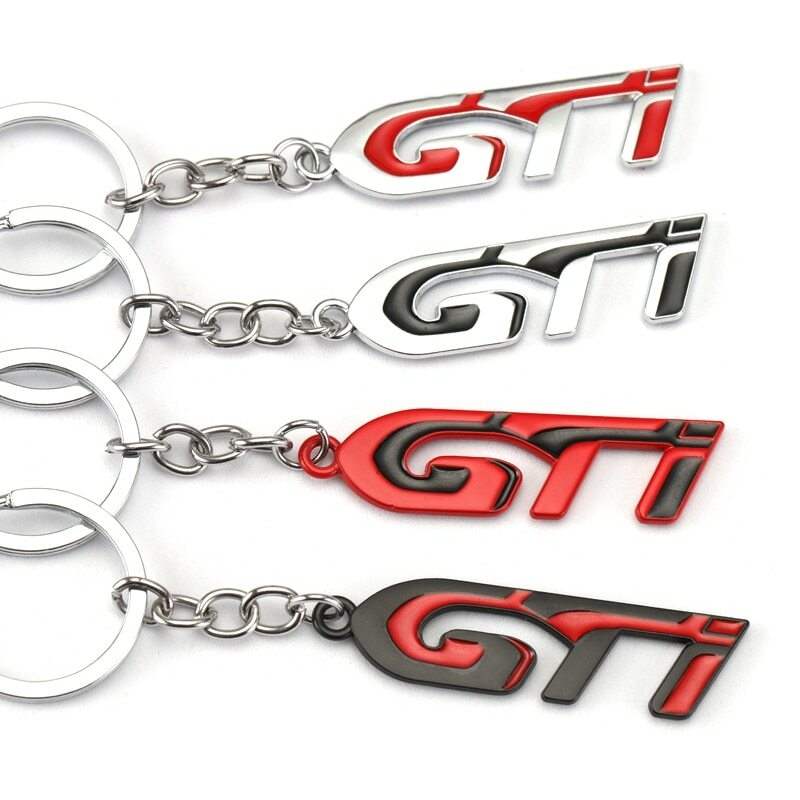 Red Black GTI 3D Logo Emblem Metal Keychain For Bikes And Cars