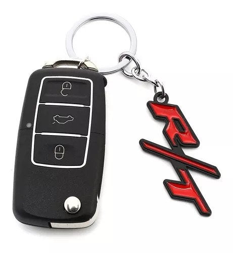 Red Black R/T 3D Logo Emblem Metal Keychain For Bikes And Cars