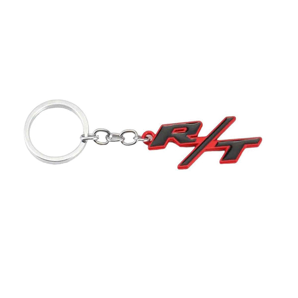 Red Black R/T 3D Logo Emblem Metal Keychain For Bikes And Cars