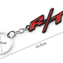 Red Black R/T 3D Logo Emblem Metal Keychain For Bikes And Cars