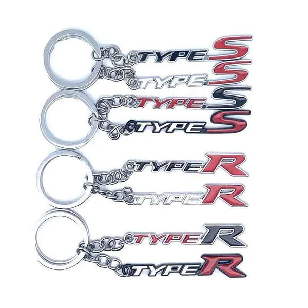 Red Black TYPER 3D Logo Emblem Metal Keychain For Bikes And Cars
