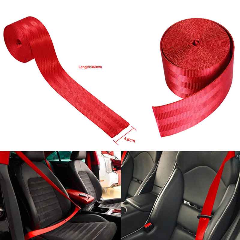 Car 3.6M Seat Belt Webbing Polyester Seat Lap Retractable Nylon Safety Strap