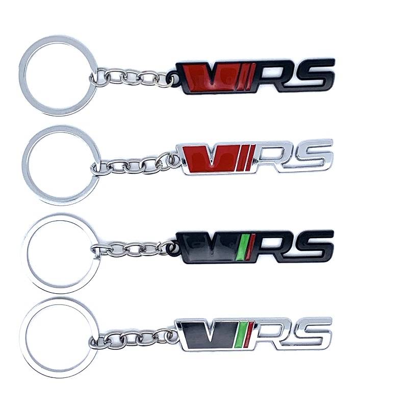 Red Chrome Silver VRS 3D Logo Emblem Metal Keychain For Bikes And Cars