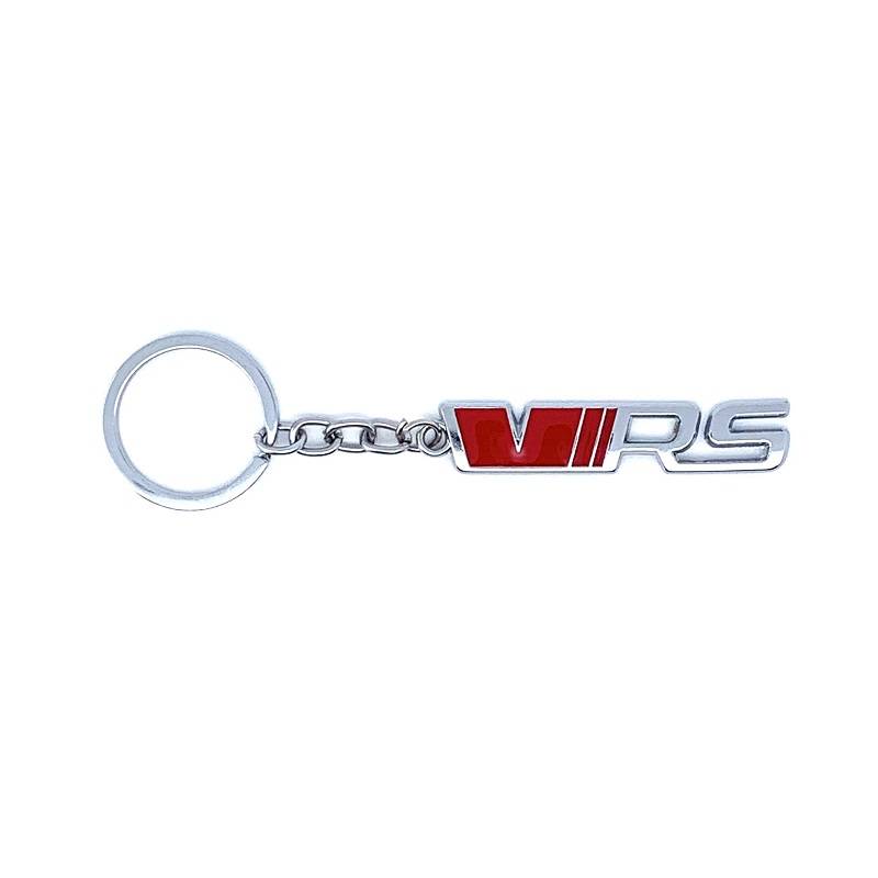 Red Chrome Silver VRS 3D Logo Emblem Metal Keychain For Bikes And Cars