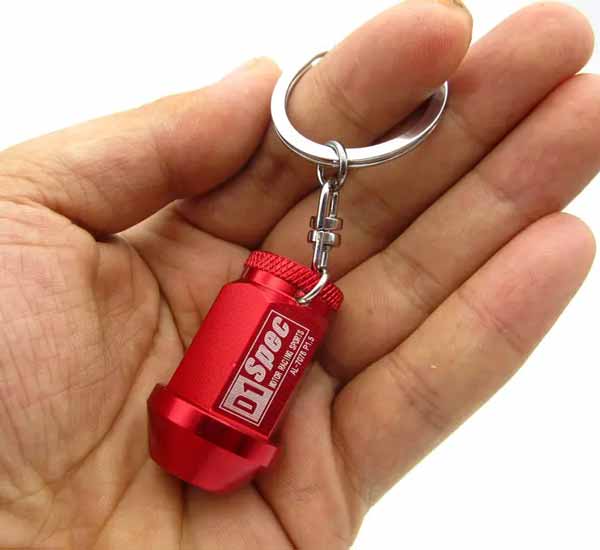 Auto racing sports D1 Spec vehicle car part wheel screw nut keychain key chain keyring