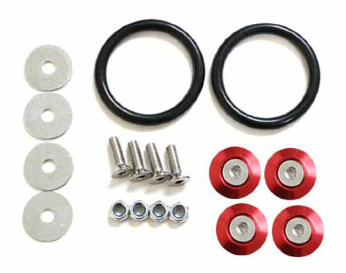 Red Finish JDM Quick Release Fasteners For Car Bumpers Trunk Fender Hatch Lids Kit.