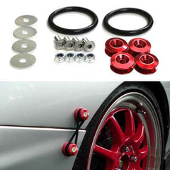 Red Finish JDM Quick Release Fasteners For Car Bumpers Trunk Fender Hatch Lids Kit.